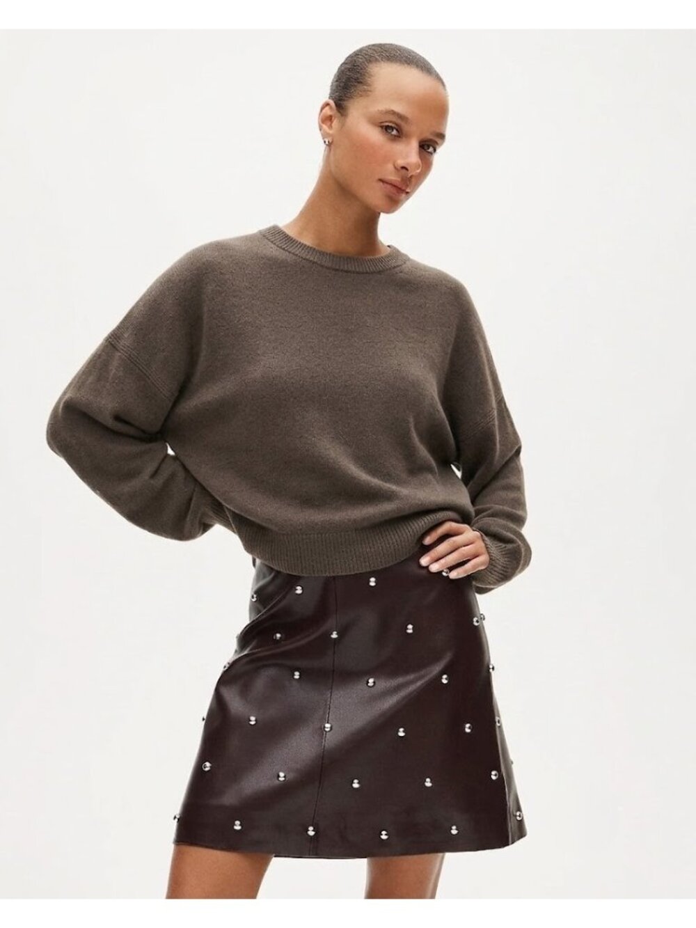 NWT J.Crew Cashmere Blouson-sleeve Sweater in Smokey Wood Oversized XL